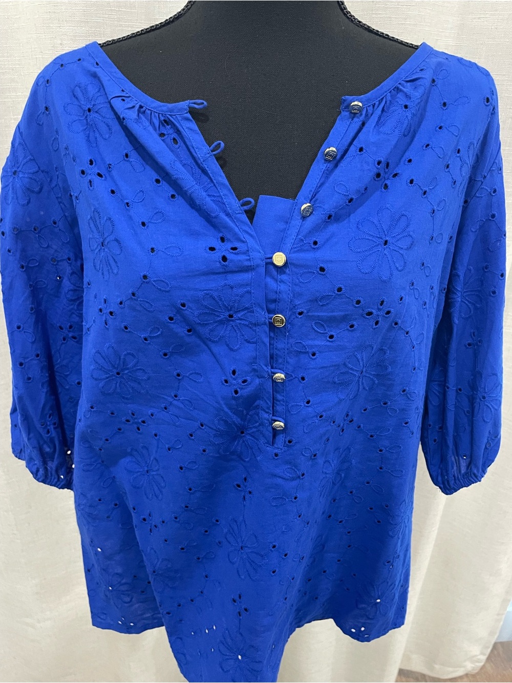 2 Eyelet blouses for the price of one! See in pics! Royal Blue and Emerald green